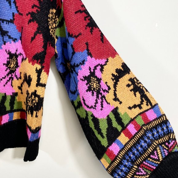 NWT! FARM RIO Mixed Scarves Black Sweater M - Picture 9 of 16